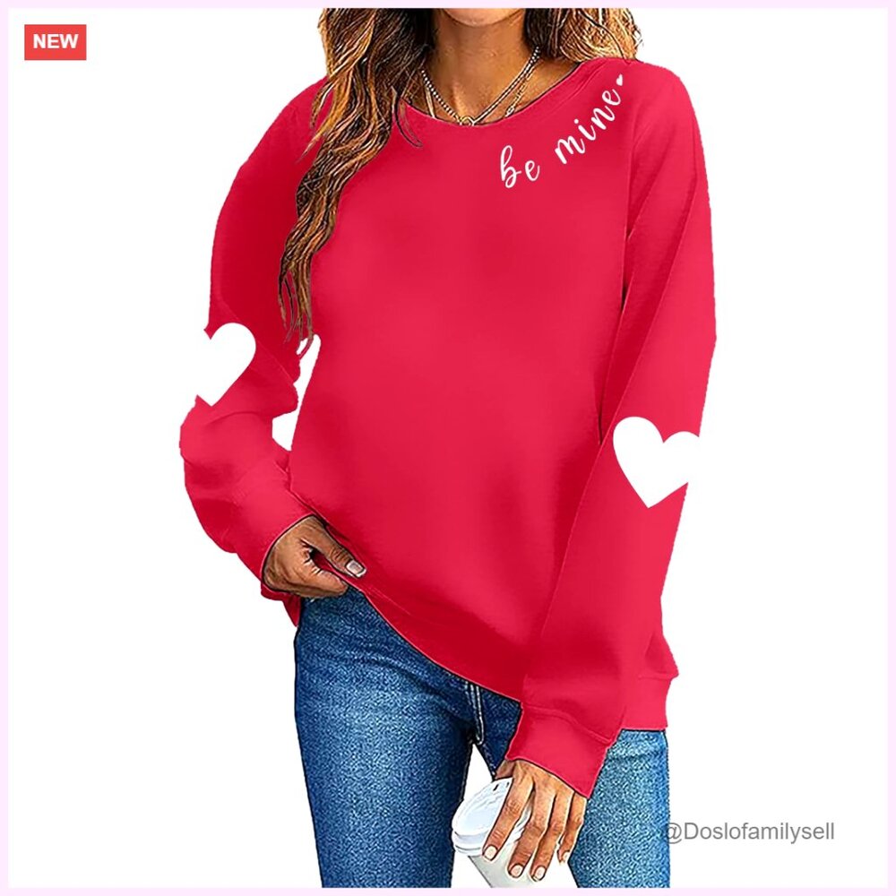 Heart Graphic Pullover Romantic Valentine's Day Sweater Oversized Casual Chic